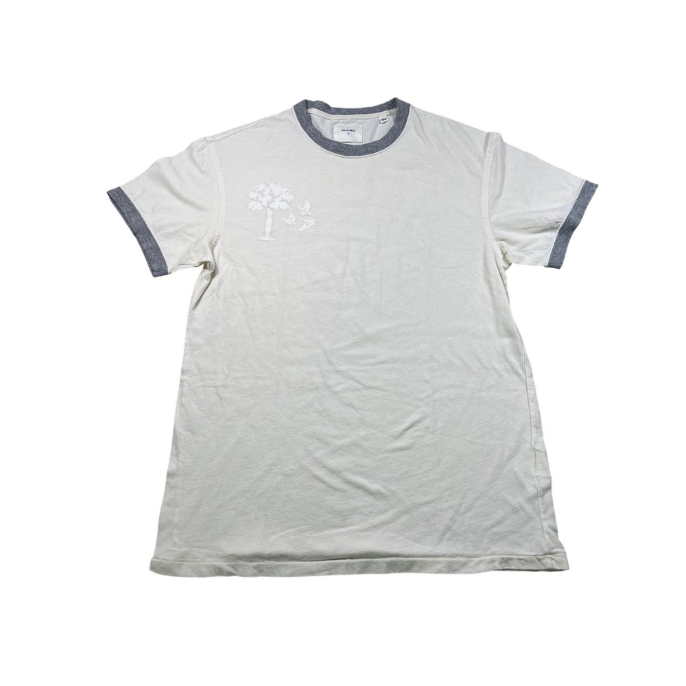 Billy Reid Cream Ringer T Shirt Small Palm Tree Graphic Casual Coastal Tee